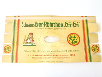 Verpackung "  Schram´s Eier-Röhrchen "  Maße  14,5 x 29 cm, ungebrauchtes Firmenmuster