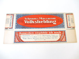 Verpackung "  Schram´s Maccaroni Volksliebling "  Maße  14 x 31 cm, ungebrauchtes Firmenmuster