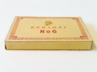 Pack " Kyriazi No. 6 " Zigaretten. Ungeöffnet, Steuerbanderole mit Hakenkreuz