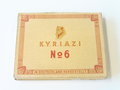 Pack " Kyriazi No. 6 " Zigaretten. Ungeöffnet, Steuerbanderole mit Hakenkreuz