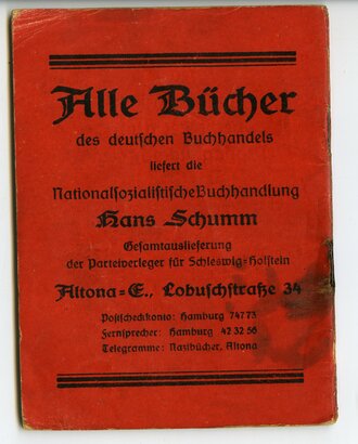 Liederbuch Schleswig-Holsteinischer SA datiert 1932. Kleinformat, 32 Seiten
