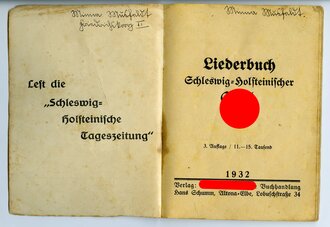 Liederbuch Schleswig-Holsteinischer SA datiert 1932. Kleinformat, 32 Seiten