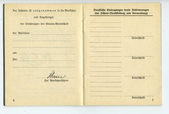 Werkscharen der Deutschen Arbeitsfront, Dienstbuch eines Angehörigen aus Berlin , ausgestellt 1938