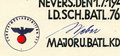 Beförderungsurkunde zum Oberfeldwebel bei Landes Schützen Batl. 768 datiert 1941.