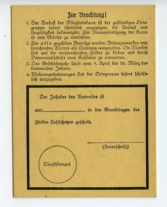 Mitglieds Ausweis Reichsluftschutzbund Landesgruppe Sachsen