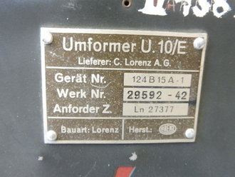 Luftwaffe, U 10/E Einankerumformer für den EK10-Funkempfänger der FuG10-Anlage. Originallack, Funktion nicht geprüft