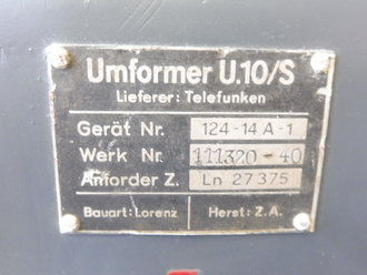 Luftwaffe Umformer U/10 s,Einankerumformer für den Sender der FuG10-Anlage. Überlackiert, Funktion nicht überprüft