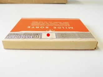 Schachtel Zigaretten " Milde Sorte" ungeöffnet , Steuerbanderole mit Hakenkreuz, aus der originalen Umverpackung