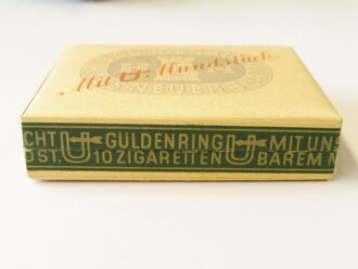 Schachtel Zigaretten " Güldenring Mundstück" ungeöffnet , Steuerbanderole mit Hakenkreuz, aus der originalen Umverpackung