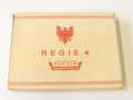 Schachtel Zigaretten " Regie 4" ungeöffnet , Steuerbanderole mit Hakenkreuz, aus der originalen Umverpackung