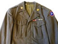 U.S. Army June 1944 dated Jacket, Field, wood OD ( Ike jacket ) size 34 L,  3rd Army member, Bronze star and purple heart, two years of service overseas ( 4 overseas servive bars, each for 6 months)