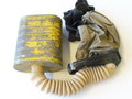 U.S. Army WWI, Gas mask in bag, Mask is soft, tube dry. Comes in a 1917 dated bag with anti-dimming compound and Instruction book. Issued to a Machine Gun member of 26. Infantry Div. on 21. Aug.1918 so he could have been in the Battle of Saint-Mihiel