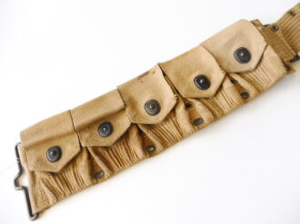 U.S.WWI Mills M1910 Dismounted Rifle Cartridge Belt, early version with elongated eyelets along the left side of the belt