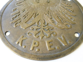 Preussen, Lokomotivplakette Messing K.P.E.V. ( Königlich Prussischer Eisenbahn Verwaltung) Durchmesser 25cm, Gewicht