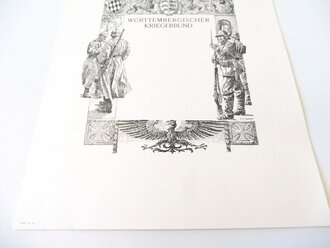 Württembergischer Kriegerbund, Vordruck  für eine Urkunde 24 x 29cm, 1 Stück aus altem Bestand