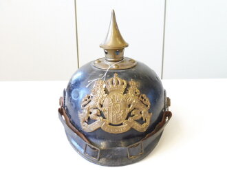 1. Weltkrieg Bayern, Ersatzpickelhaube , Korpus aus Blech, dieser alt überlackiert