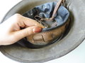 U.S. WWI, M1917 steel helmet, complete with liner and chin strap