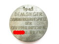 Hitlerjugend,  nicht tragbare Siegerplakette " Sommerkampfspiele der Oberrheinischen Hitler-Jugend - Dem Sieger 1943 " Zink, 40mm, die beiden Löcher nachträglich angebracht