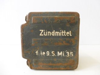 Transportkasten " Zündmittel für je 9 Stück S-Minen 35" datiert 1943 in ungereinigtem Fundzustand