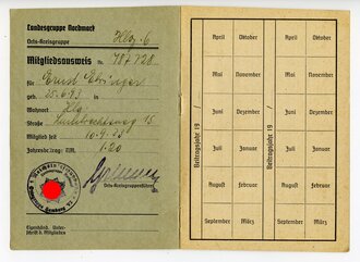 Mitglieds Ausweis Reichsluftschutzbund Landesgruppe Nordmark ausgestellt 1933