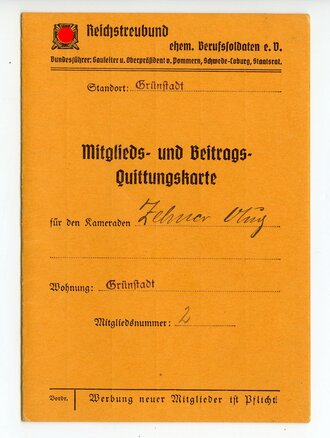 Reichstreubund ehem. Berufssoldaten e.V. Mitglieds- und...