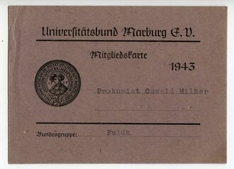 Universitätsbund Marburg, Mitgliedskarte 1943