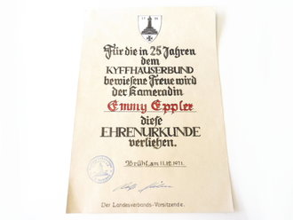 Bundesrepublik Deutschland, 5 teilige Urkundengruppe "Verband Deutscher Soldaten / Kyffhäuserbund"