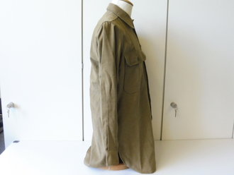 U.S. WWII Shirt, Flannel, OD, Coat style, special - with gas flap, Schulterbreite 43 cm, Armlänge 62 cm