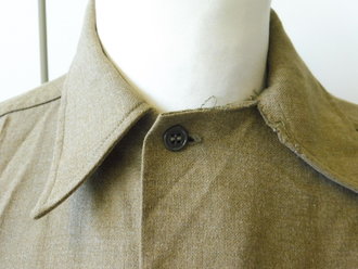 U.S. WWII Shirt, Flannel, OD, Coat style, special - with gas flap, Schulterbreite 43 cm, Armlänge 62 cm