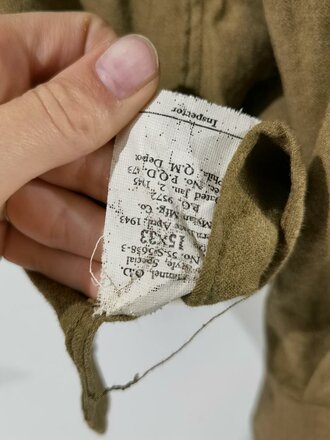 U.S. Jan 1945 dated Shirt, Flannel, OD, Coat style, special - with gas flap