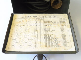 U.S. 1944 dated Signal Corps Chest CH-264 with contents