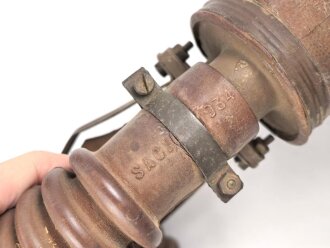 Belgien Armeegasmaske SACIC 1934 mit Filter in Bereitschaftstasche. Alles in gutem Zustand