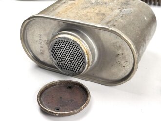 Belgien Armeegasmaske SACIC 1934 mit Filter in Bereitschaftstasche. Alles in gutem Zustand