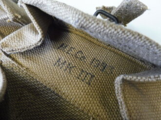 British 1953 dated Pattern 37 pouch basic Mk III for Sten magazines with quick release fastener . Unused pair