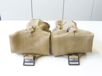 British 1953 dated Pattern 37 pouch basic Mk III for Sten magazines with quick release fastener . Unused pair