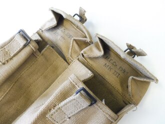 British 1953 dated Pattern 37 pouch basic Mk III for Sten magazines with quick release fastener . Unused pair