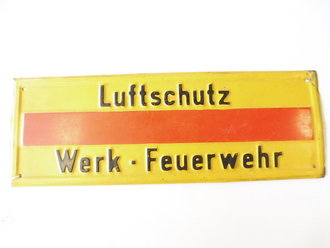 Blechschild " Luftschutz Werk - Feuerwehr" Originallack, 42 x 15cm