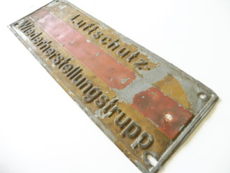 Blechschild " Luftschutz Wiederherstellungstrupp" Originallack, 42 x 15cm