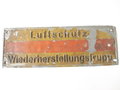 Blechschild " Luftschutz Wiederherstellungstrupp" Originallack, 42 x 15cm