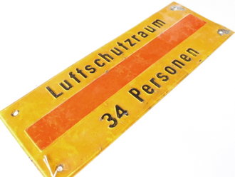 Blechschild " Luftschutzraum 34 Personen" Originallack, 30 x 10,5cm