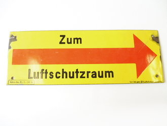 Emailschild " Zum Luftschutzraum " 42 x 14,5cm