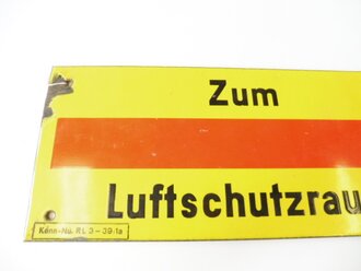 Emailschild " Zum Luftschutzraum " 42 x 14,5cm