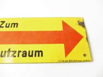 Emailschild " Zum Luftschutzraum " 42 x 14,5cm