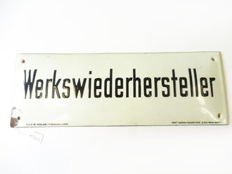 Luftschutz Emailschild " Werkswiederhersteller "42 x 15cm, leuchtet im Dunkeln