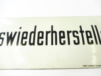 Luftschutz Emailschild " Werkswiederhersteller "42 x 15cm, leuchtet im Dunkeln