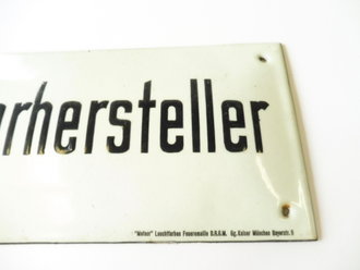 Luftschutz Emailschild " Werkswiederhersteller "42 x 15cm, leuchtet im Dunkeln