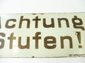 Luftschutz Emailschild " Achtung Stufen! "42 x 15cm, leuchtet in Dunkeln