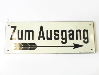 Luftschutz Emailschild " Zum Ausgang" 59 x 21cm, leuchtet in Dunkeln