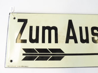 Luftschutz Emailschild " Zum Ausgang" 59 x 21cm, leuchtet in Dunkeln