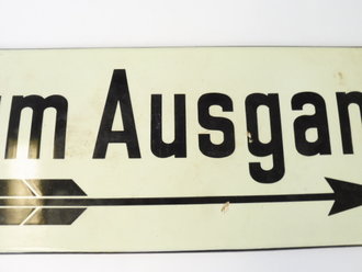 Luftschutz Emailschild " Zum Ausgang" 59 x 21cm, leuchtet in Dunkeln